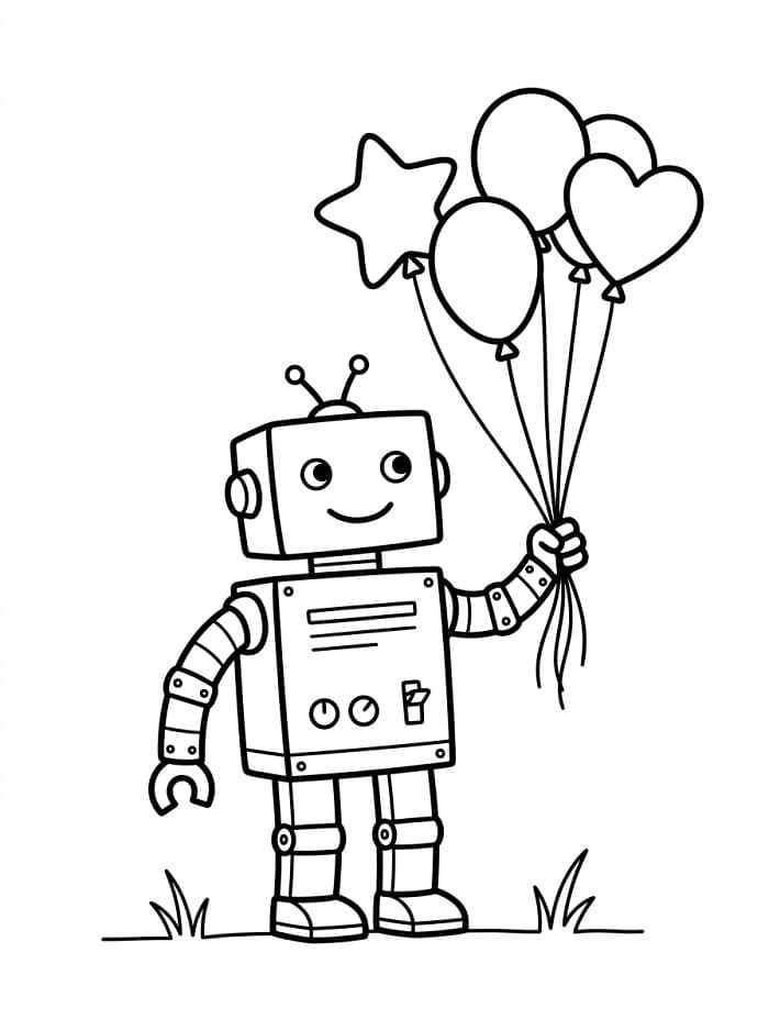 Roboter mit Luftballons ausmalbilder