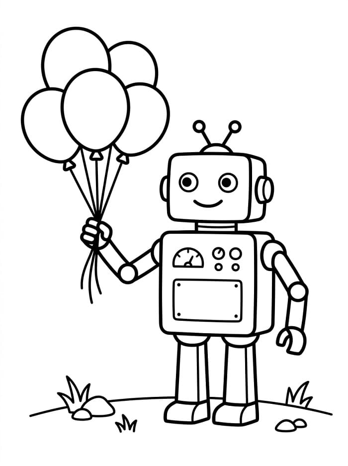 Roboter und Luftballons ausmalbilder