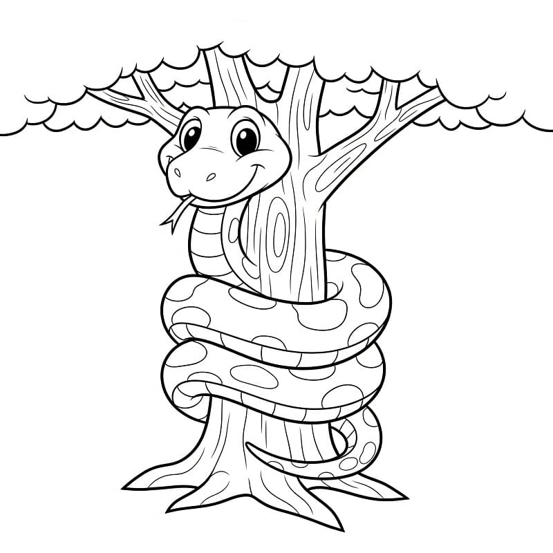 Schlange und Baum ausmalbilder
