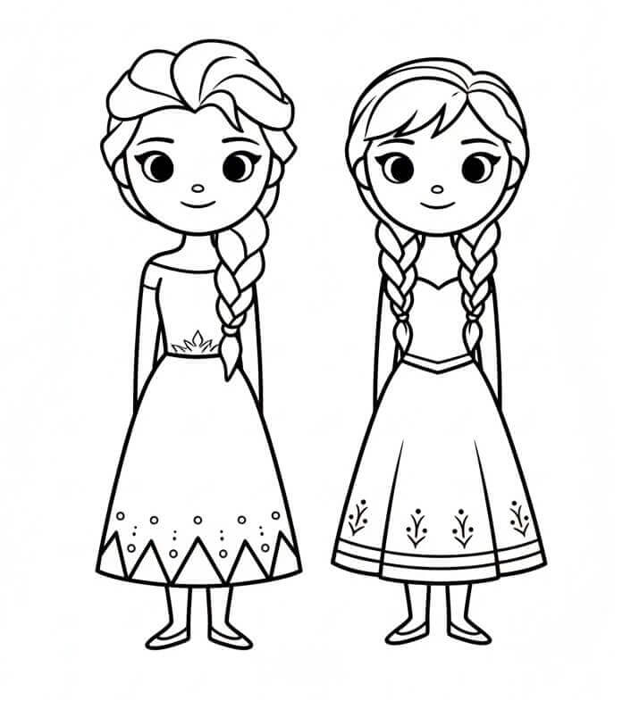 Schöne Elsa und Anna ausmalbilder