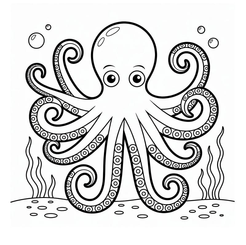 Schwimmender Krake ausmalbilder