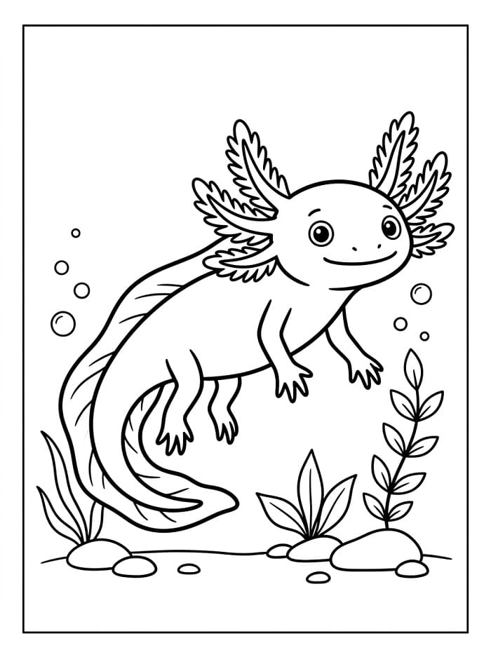 Sehr niedlicher Axolotl ausmalbilder