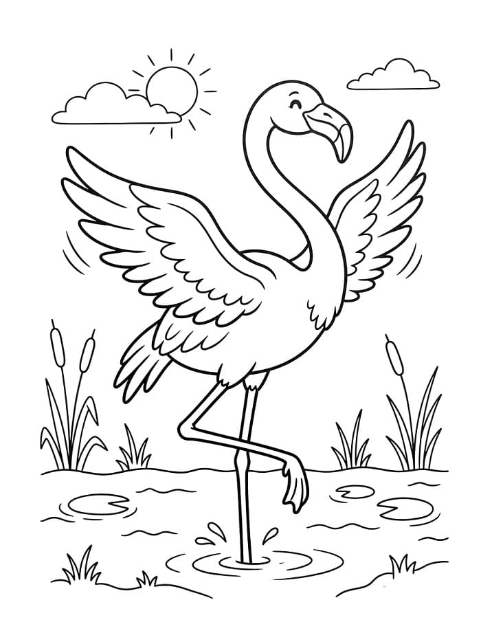 Sehr niedlicher Flamingo ausmalbilder