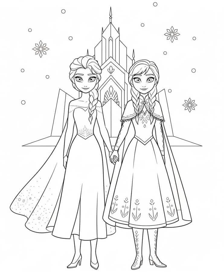 Sehr süße Elsa und Anna ausmalbilder
