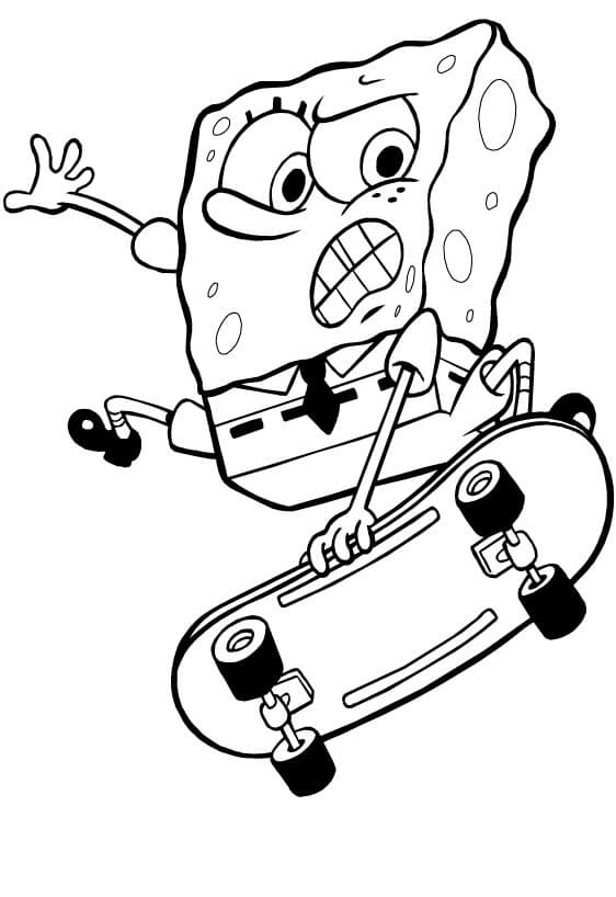 SpongeBob fährt Skateboard ausmalbilder