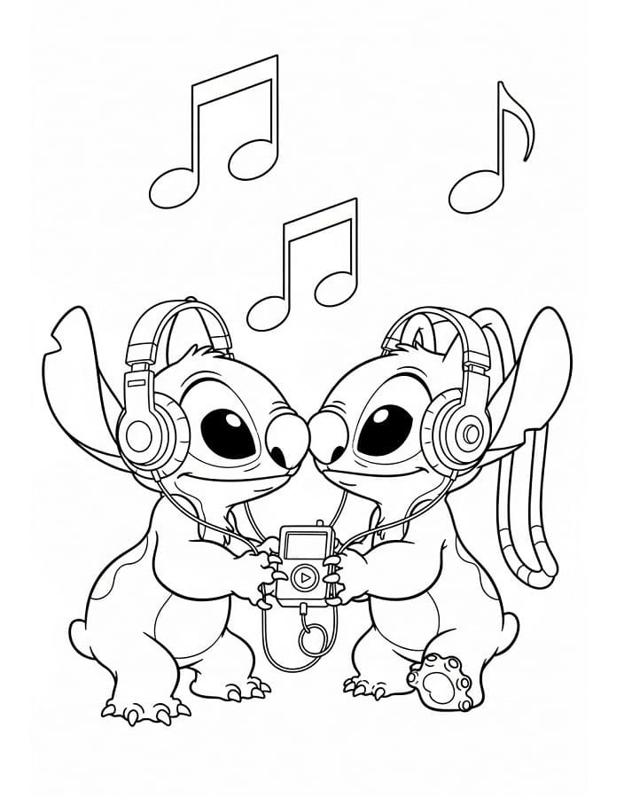 Stitch und Angel aus Disney ausmalbilder