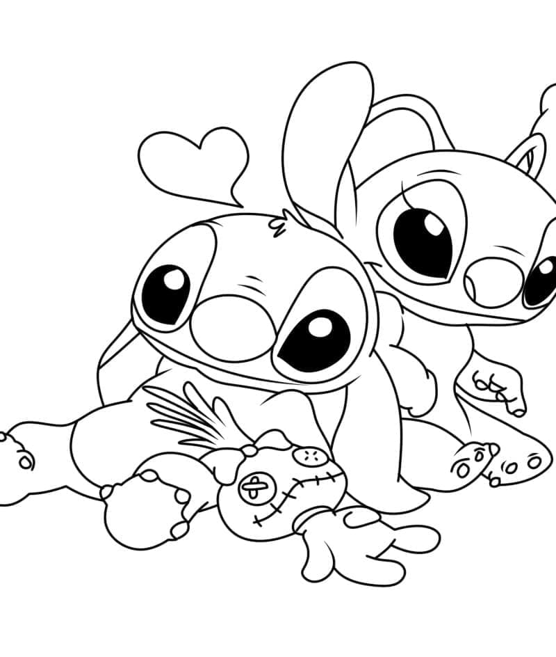 Stitch und Angel für Kinder ausmalbilder