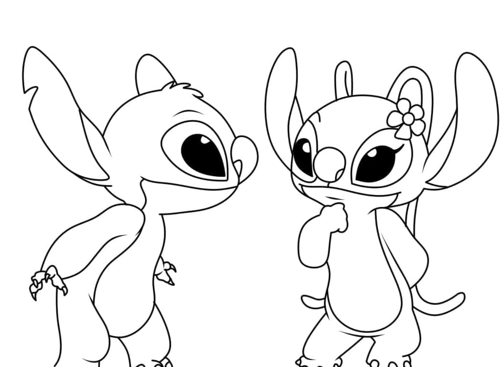 Stitch und Angel gratis ausmalbilder