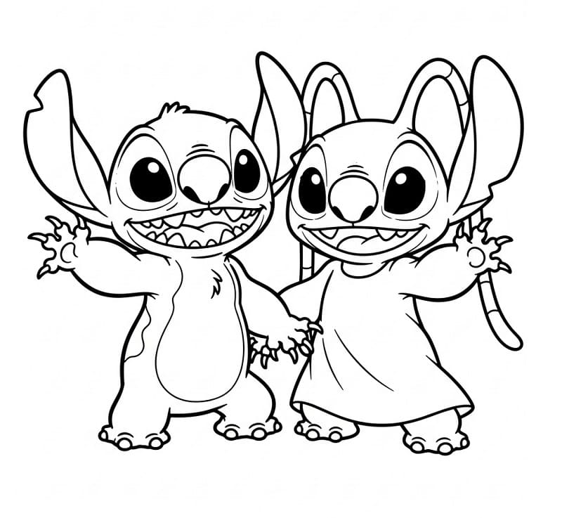 Stitch und Angel in Disney ausmalbilder