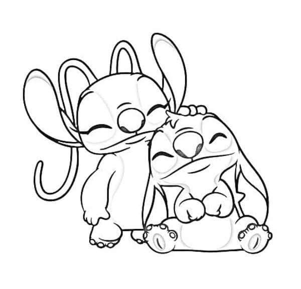 Stitch und Angel kostenlos ausmalbilder