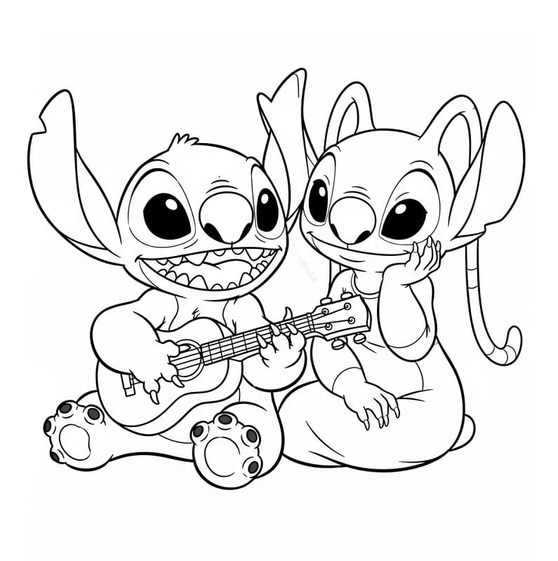 Stitch und Angel von Disney ausmalbilder