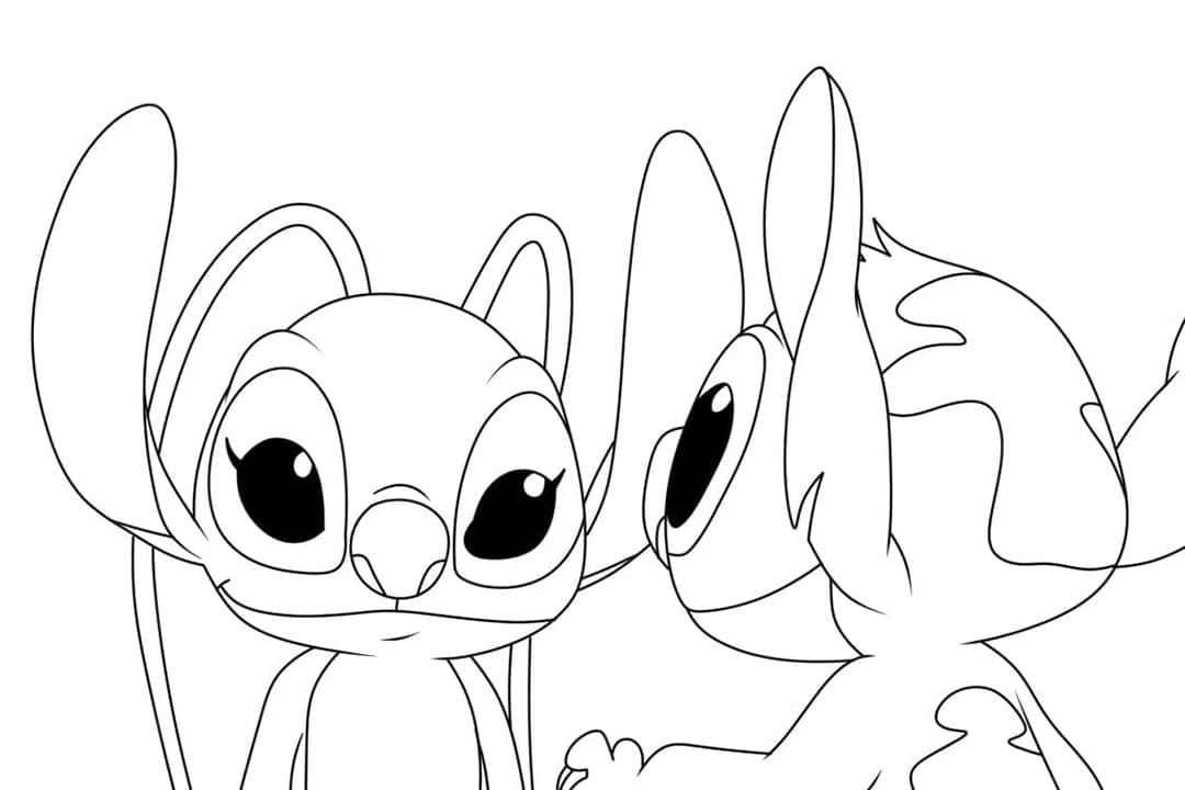Stitch und Angel zum Drucken ausmalbilder
