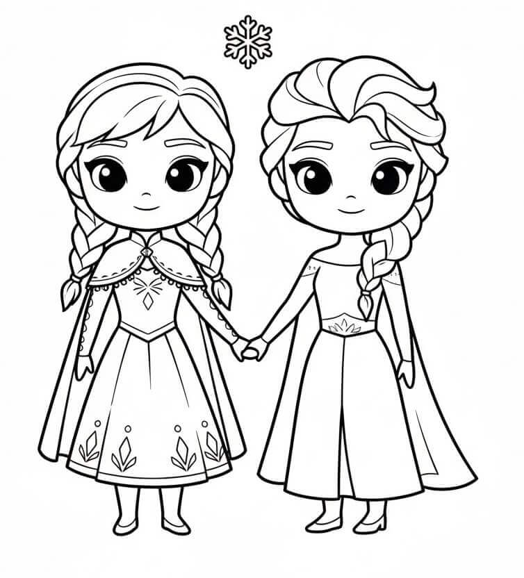 Süße Elsa und Anna ausmalbilder