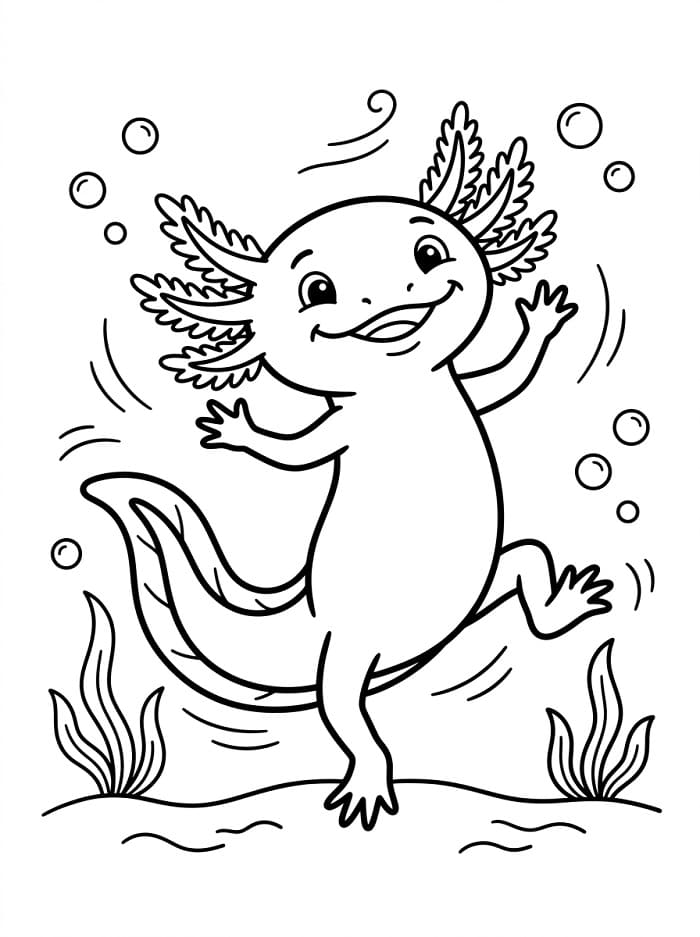 Tanzender Axolotl ausmalbilder