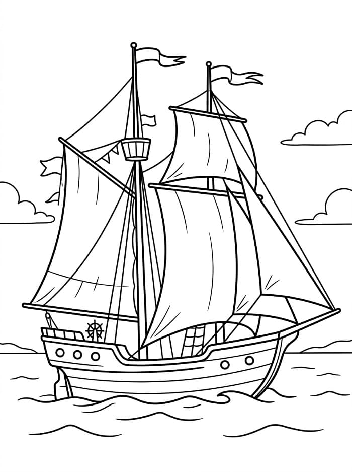 Vintage-Schiff ausmalbilder