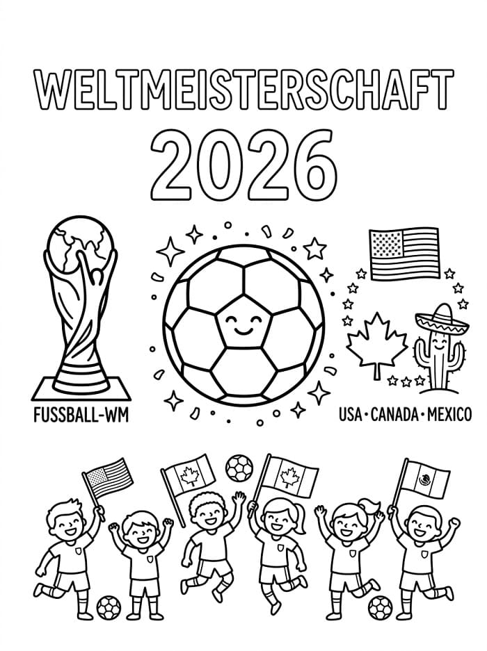 Weltmeisterschaft 2026 zum Ausdrucken ausmalbilder