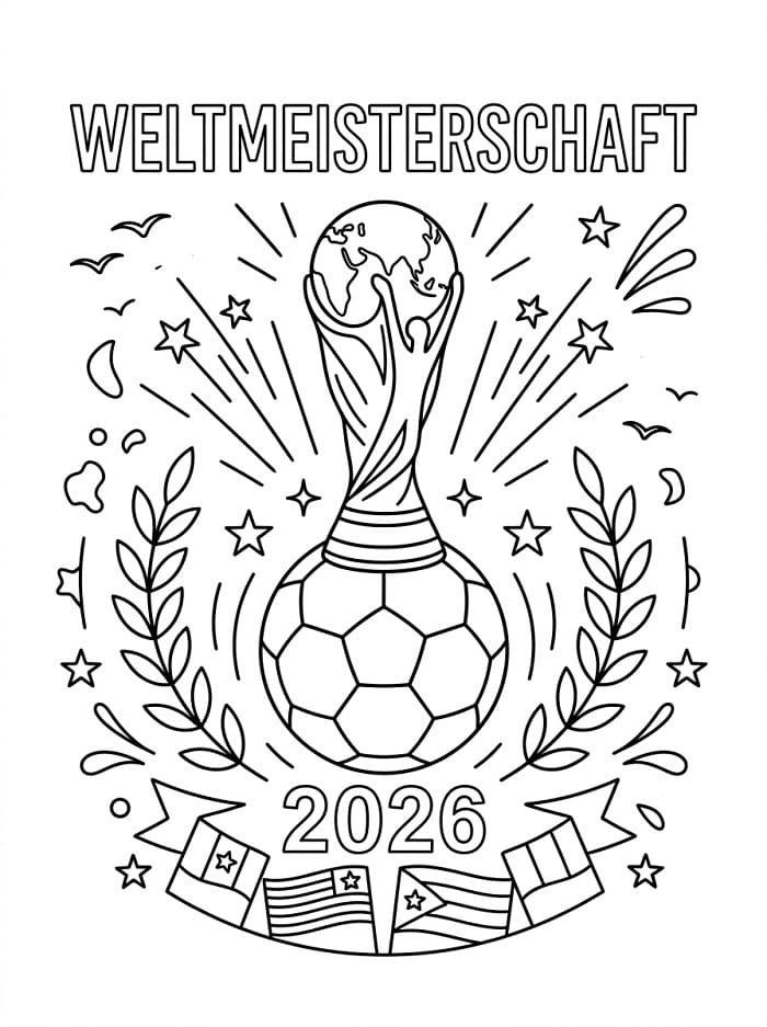 Weltmeisterschaft 2026 zum Drucken ausmalbilder