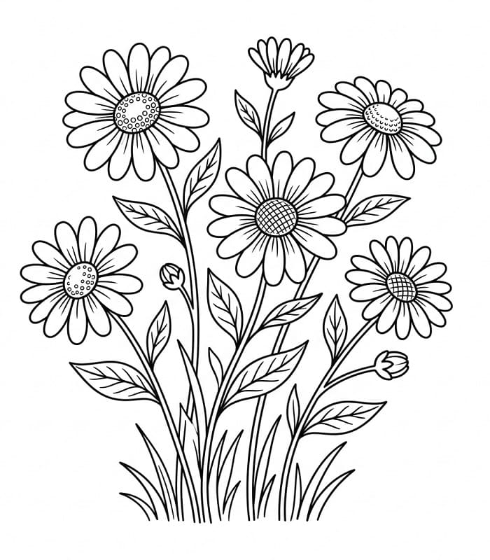 Wunderschöne Gänseblümchen ausmalbilder