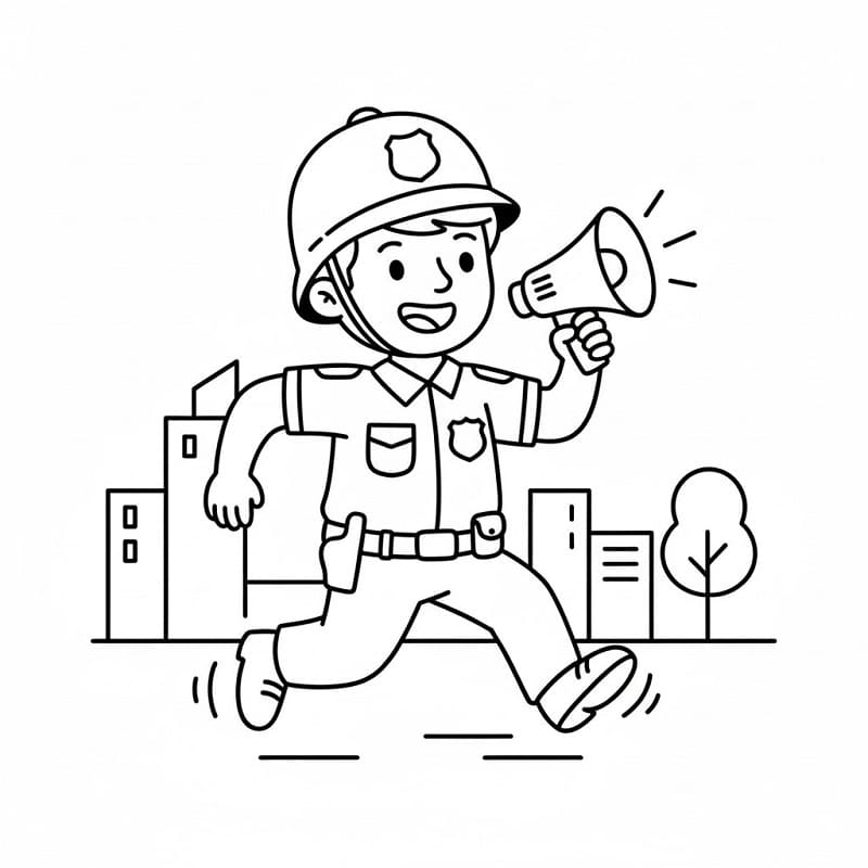 Zum Ausdrucken geeigneter Polizist für Kinder ausmalbilder