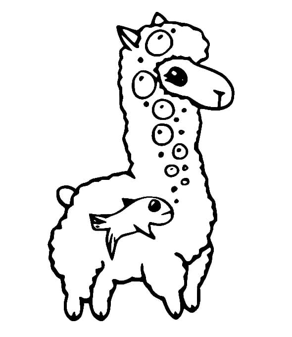Zum Ausdrucken geeignetes Lama für Kinder ausmalbilder