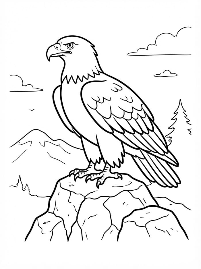 Adler auf einem Felsen ausmalbilder