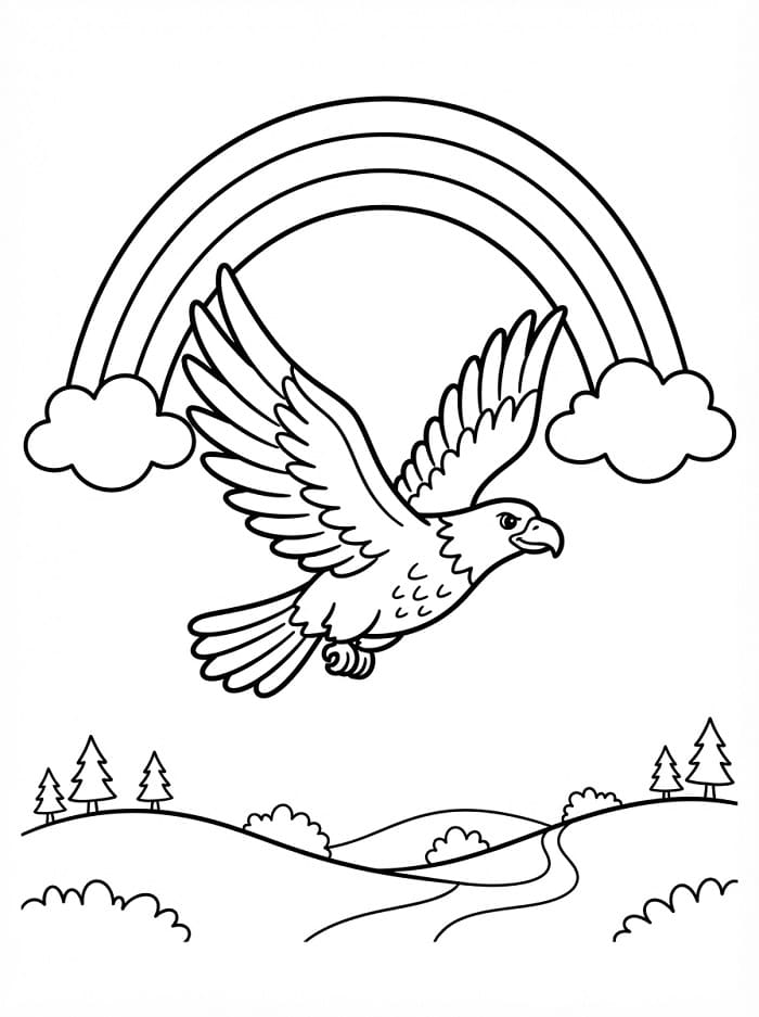Adler mit Regenbogen ausmalbilder