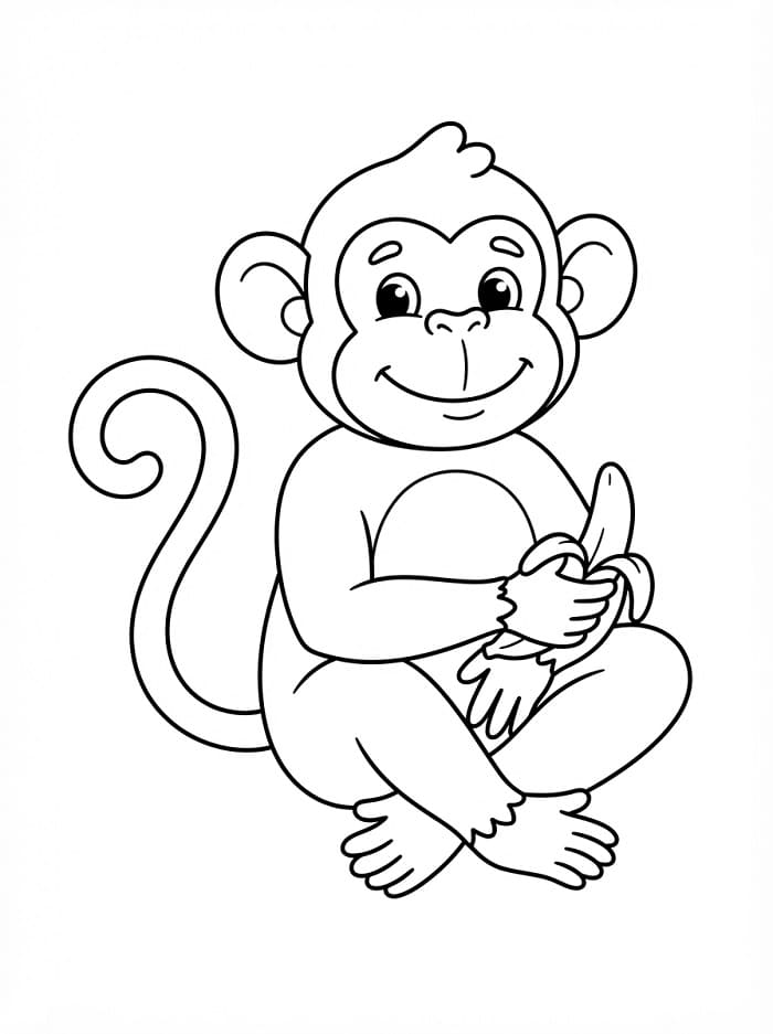 Affe mit Banane ausmalbilder