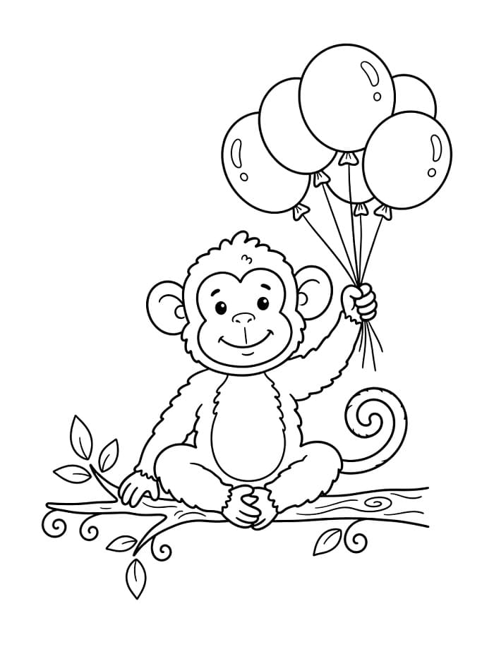 Affe mit Luftballons ausmalbilder