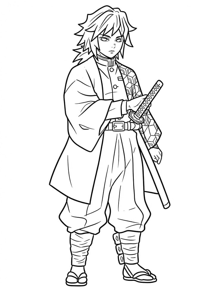 Animierter Giyu Tomioka ausmalbilder