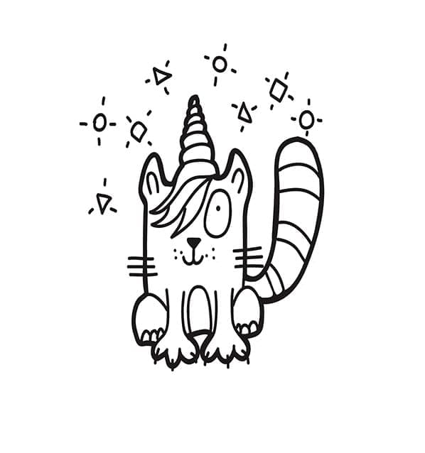 Ausdruckbares Einhornkatzen-Bild ausmalbilder