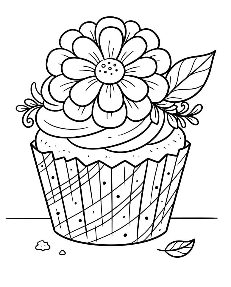 Blumen-Cupcake ausmalbilder