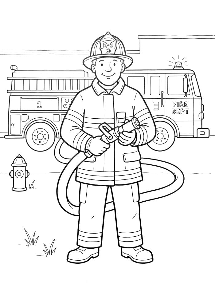 Cartoon Feuerwehrmann ausmalbilder
