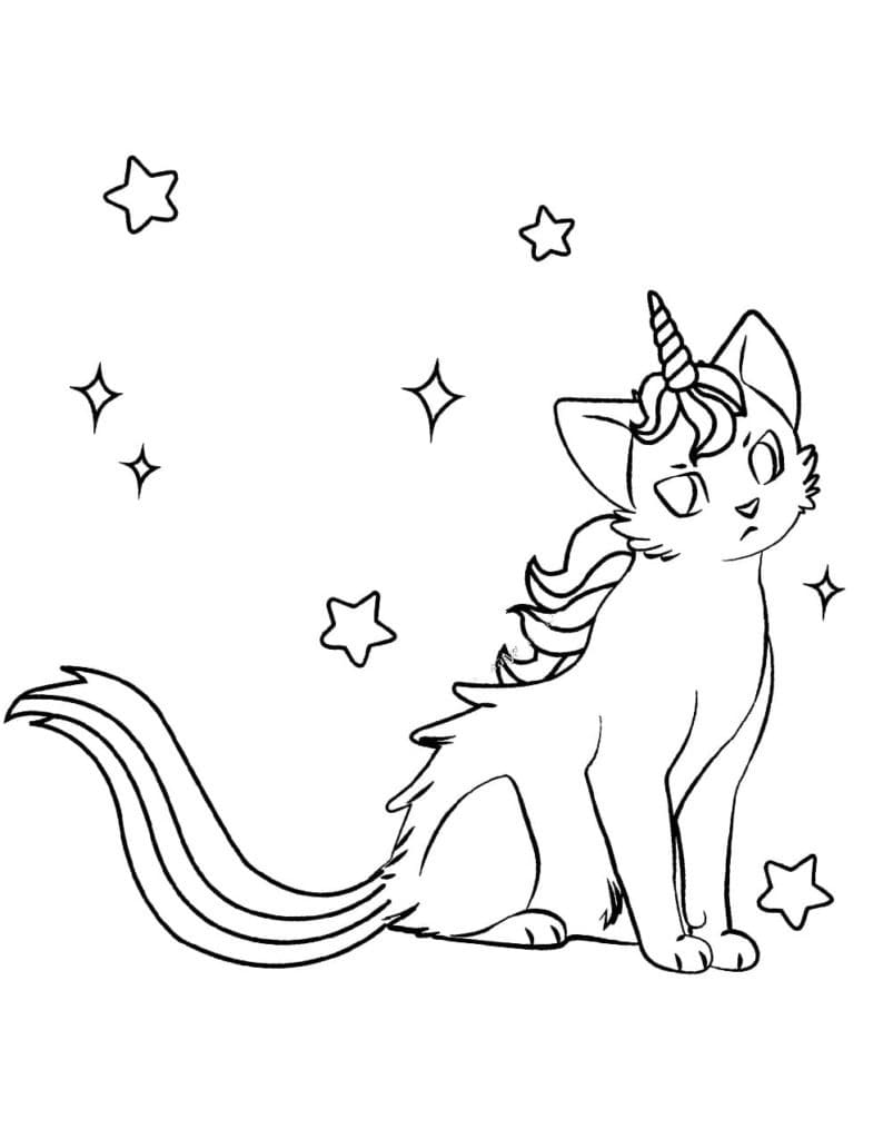 Einfache Einhornkatze ausmalbilder