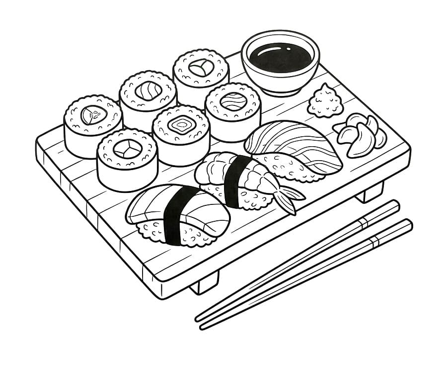 Einfaches Sushi ausmalbilder