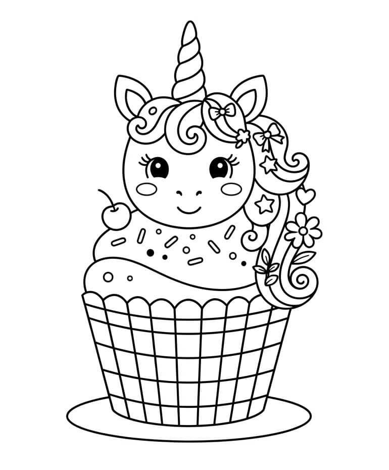 Einhorn-Cupcake ausmalbilder