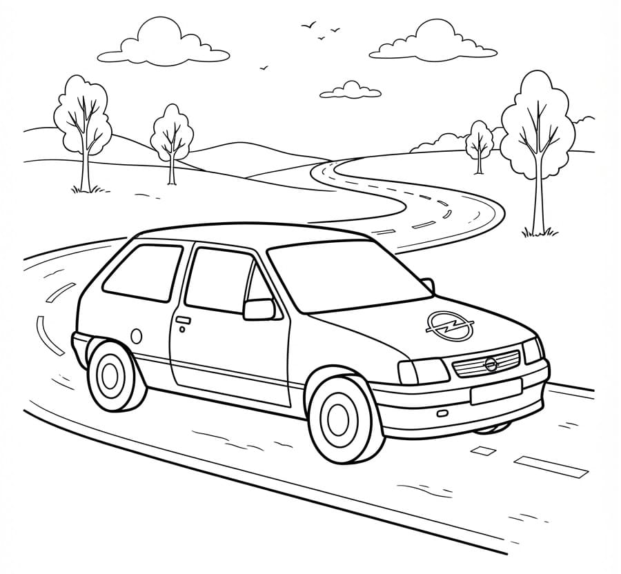 Fahrender Opel auf der Straße