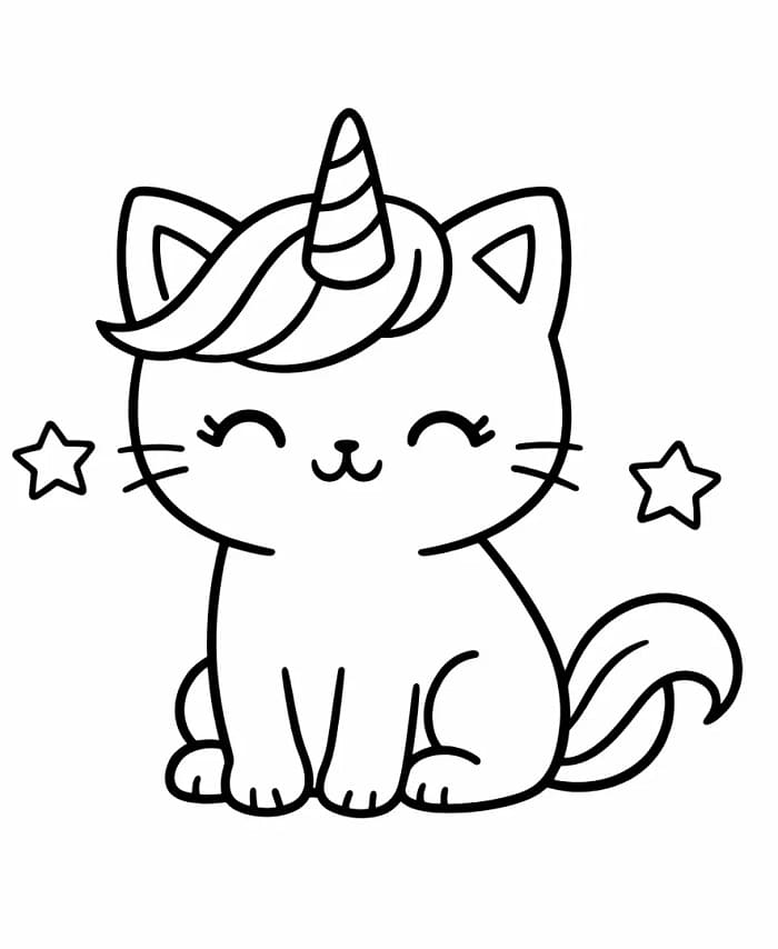 Fröhliche Einhornkatze ausmalbilder