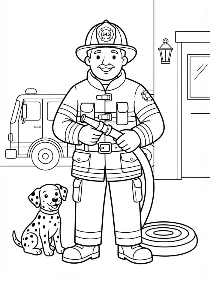 Fröhlicher Feuerwehrmann ausmalbilder