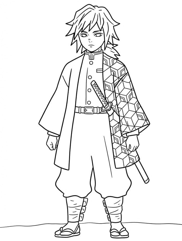 Giyu Tomioka in Demon Slayer ausmalbilder