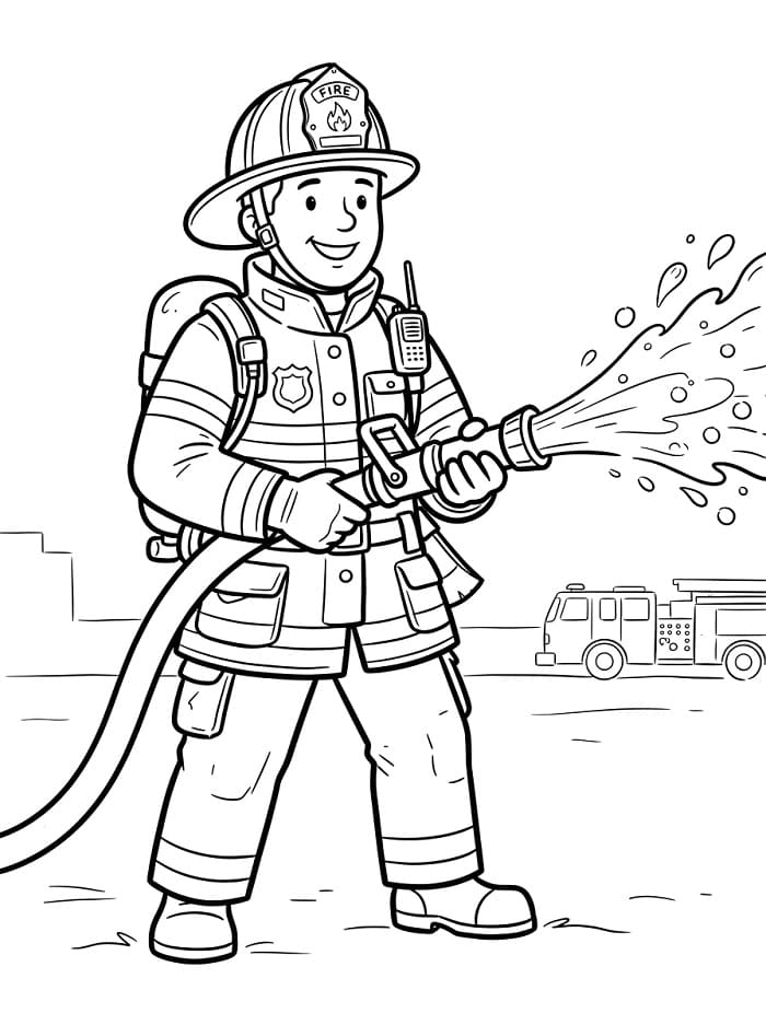 Hilfsbereiter Feuerwehrmann ausmalbilder