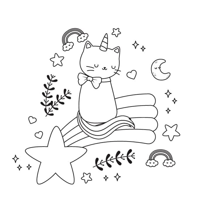 Hübsche Einhornkatze ausmalbilder