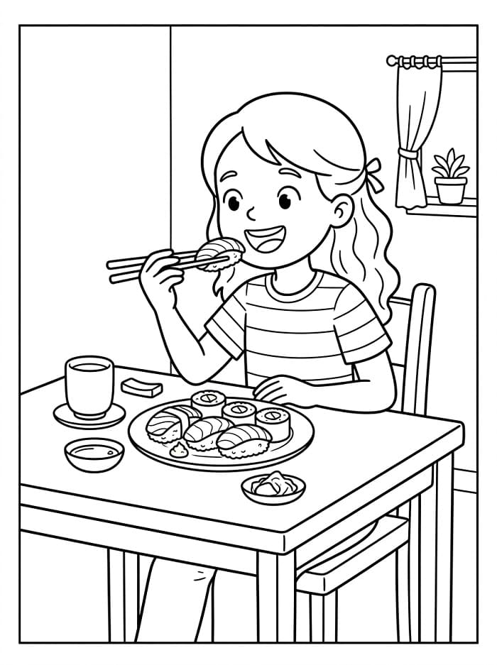 Japanisches Sushi ausmalbilder