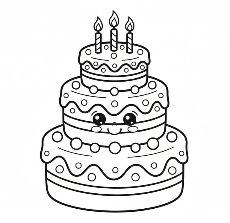 Kostenlos ausdruckbarer Kuchen ausmalbilder