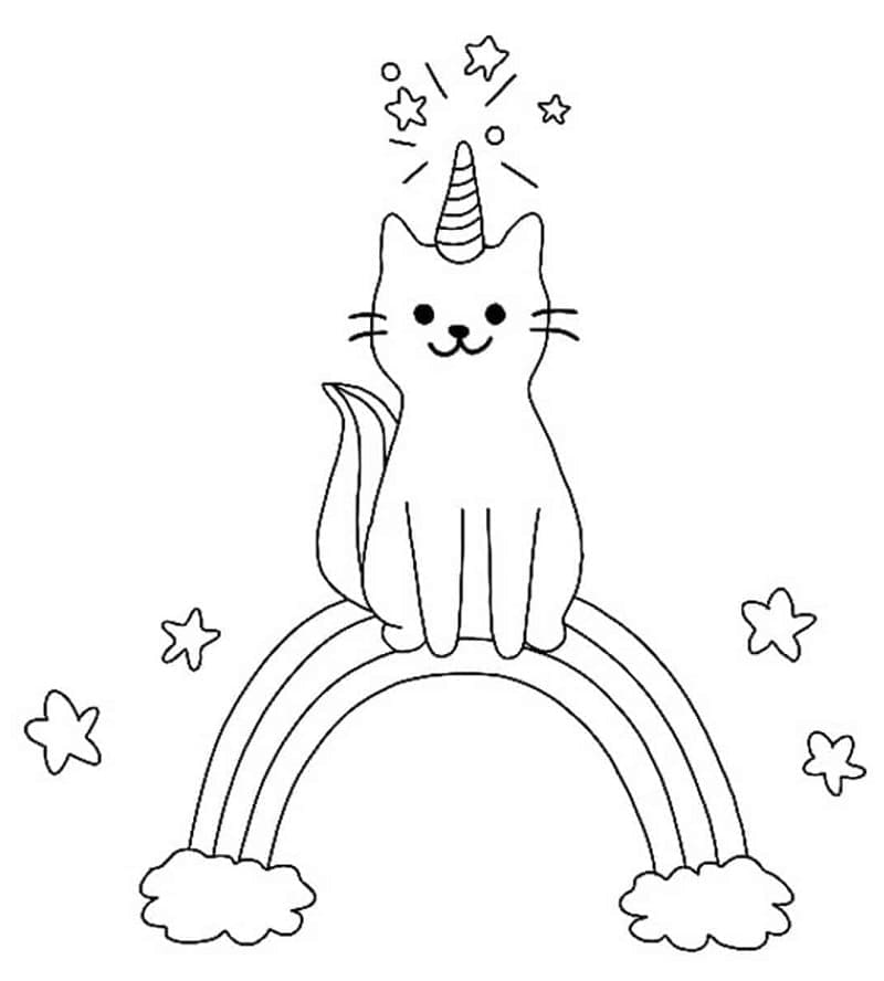 Kostenlose Einhornkatze für Kinder ausmalbilder