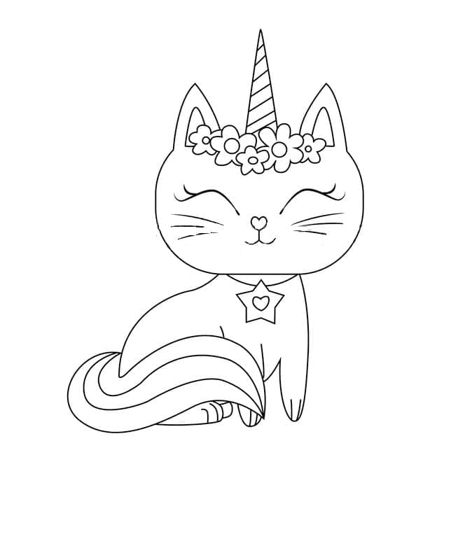Kostenlose Einhornkatze ausmalbilder