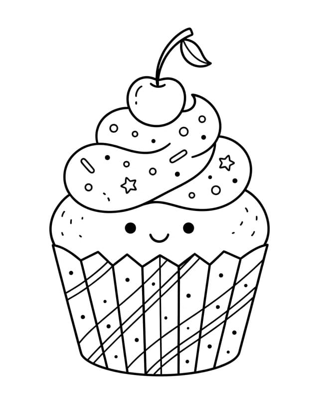 Lächelnder Cupcake ausmalbilder