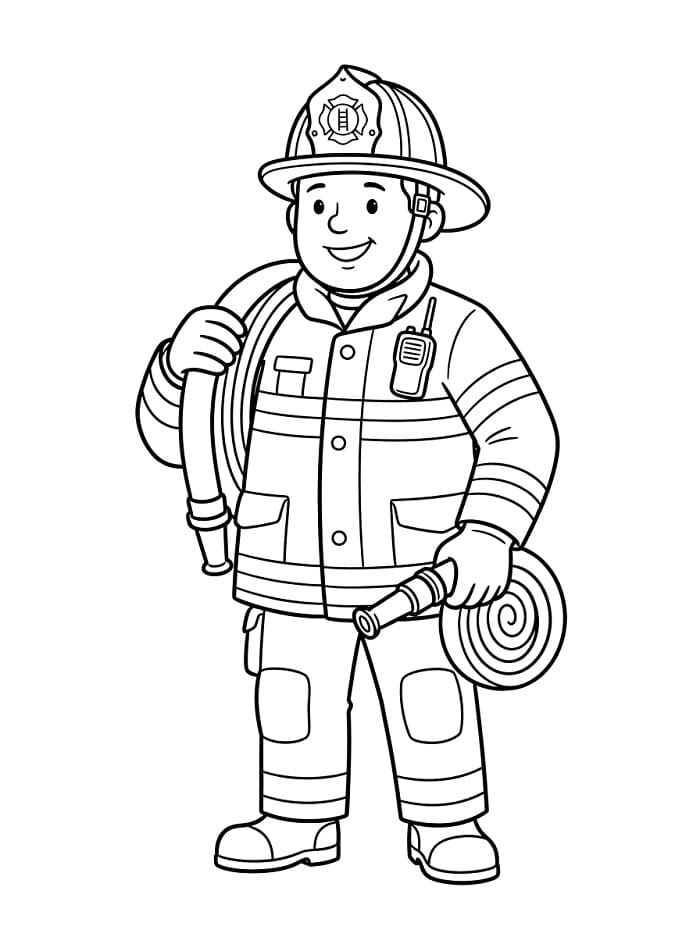 Lächelnder Feuerwehrmann ausmalbilder