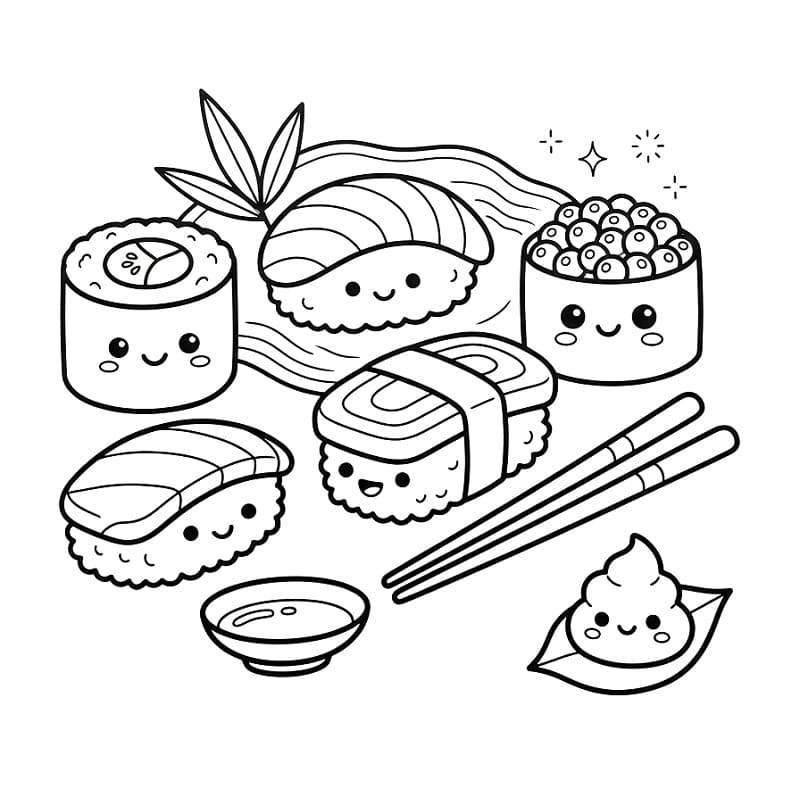 Leichtes Sushi ausmalbilder
