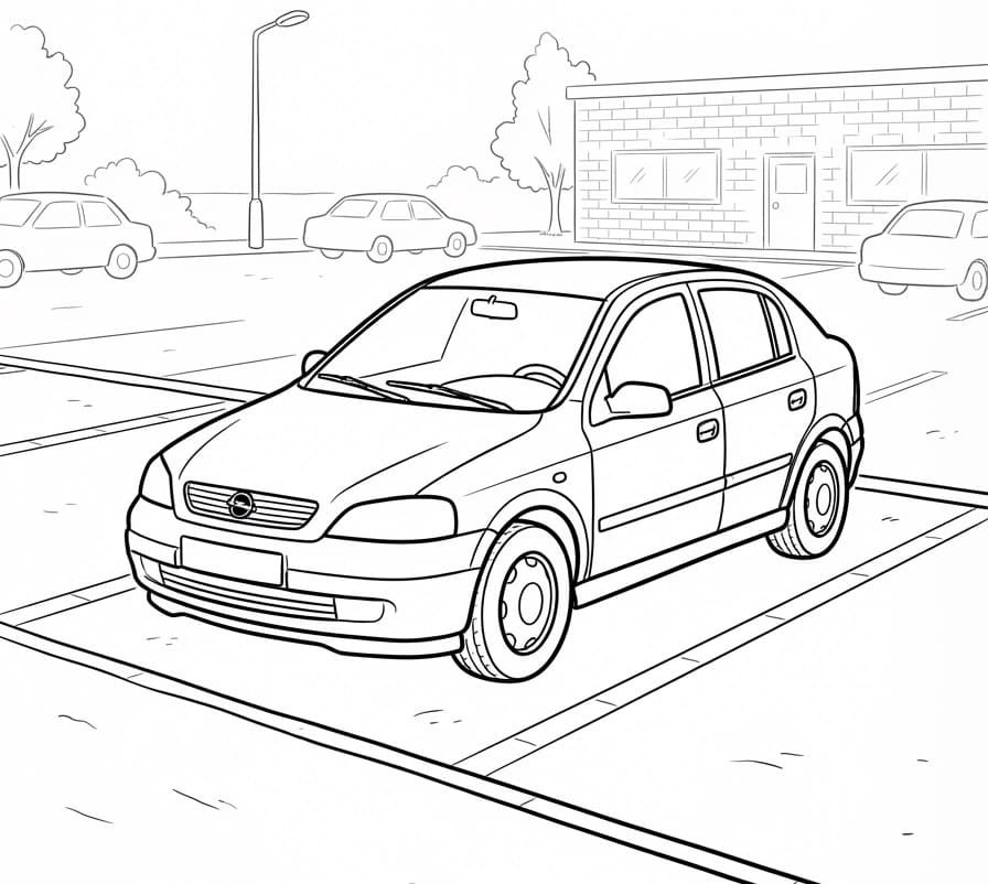 Opel auf einem Parkplatz