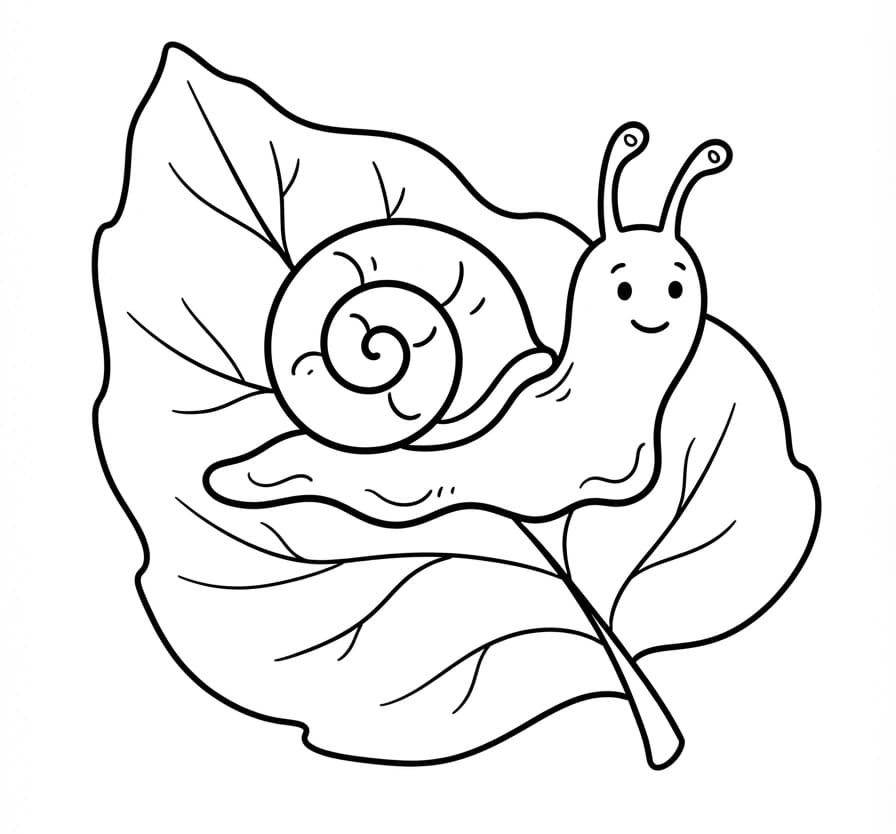 Schnecke auf einem Blatt ausmalbilder